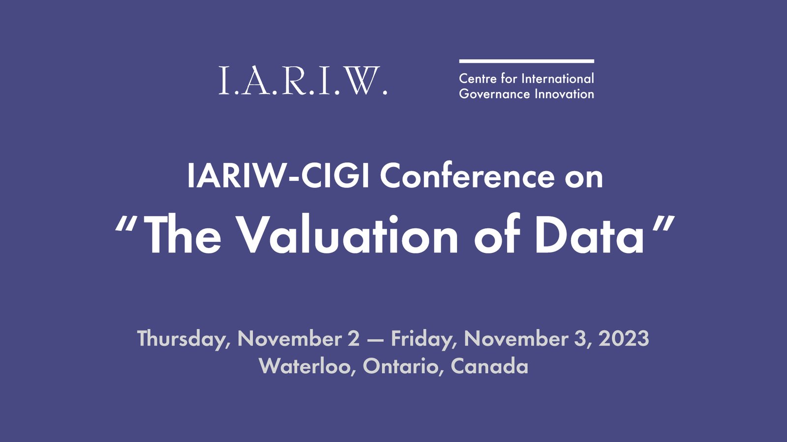 IARIW-CIGI Conference on the Valuation of Data - Centre for ...