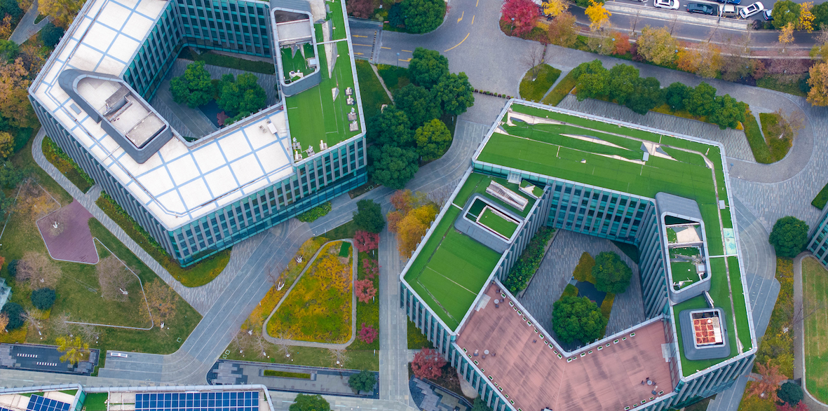 Taken in Nanjing, China, on December 10, 2024, this aerial photo shows Nanjing’s first zero-carbon park. (Costfoto/NurPhoto via REUTERS)